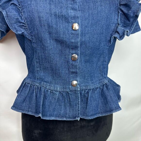 Story On Ruffled Denim CropTop Size L NWT - Picture 8 of 15